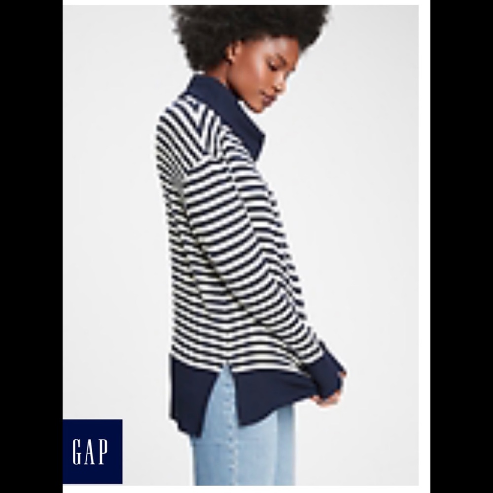 GAP Striped Preppy Cowl Neck Top
